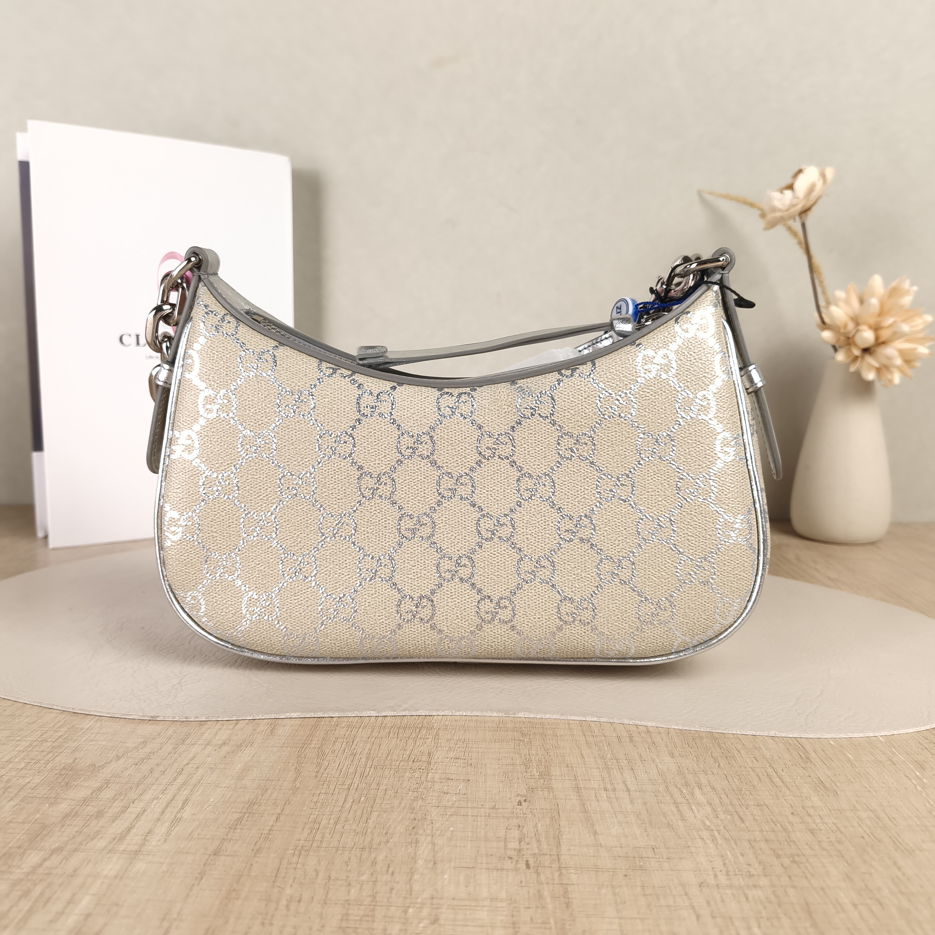 GUCCI Crossbody Bag GG Emblem Shoulder Bag Silver PVC Small24 × 5.5 × 16.5 cm — cover view 4 of 5