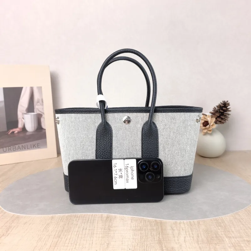 Hermès Top Handle Bag Neo Garden 23 Mini Black · Beige Canvas · Negonda Calfskin Mini 23 × 10 × 16 cm G — cover view 4 of 6