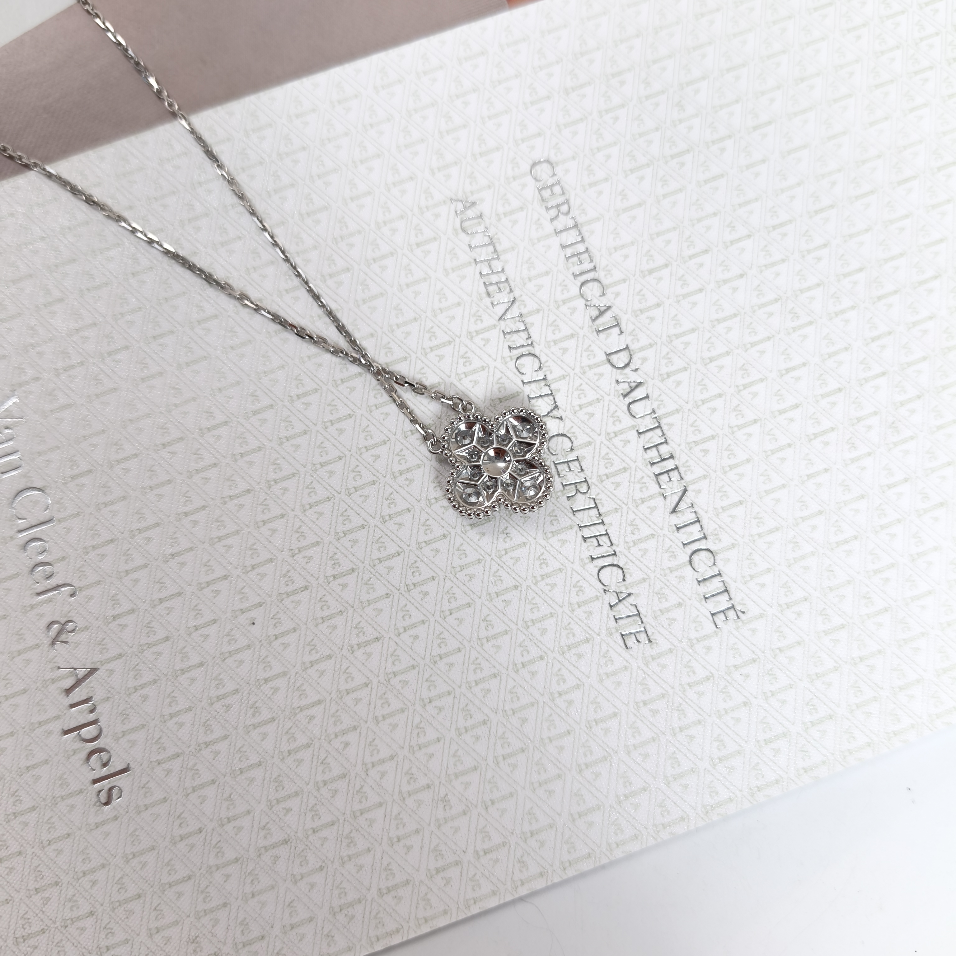 Van Cleef & Arpels Alhambra Alhambra Collection Pavé Diamond Necklace White Gold18KW hite Gold Diamond Vintage Small42cm — cover view 6 of 11