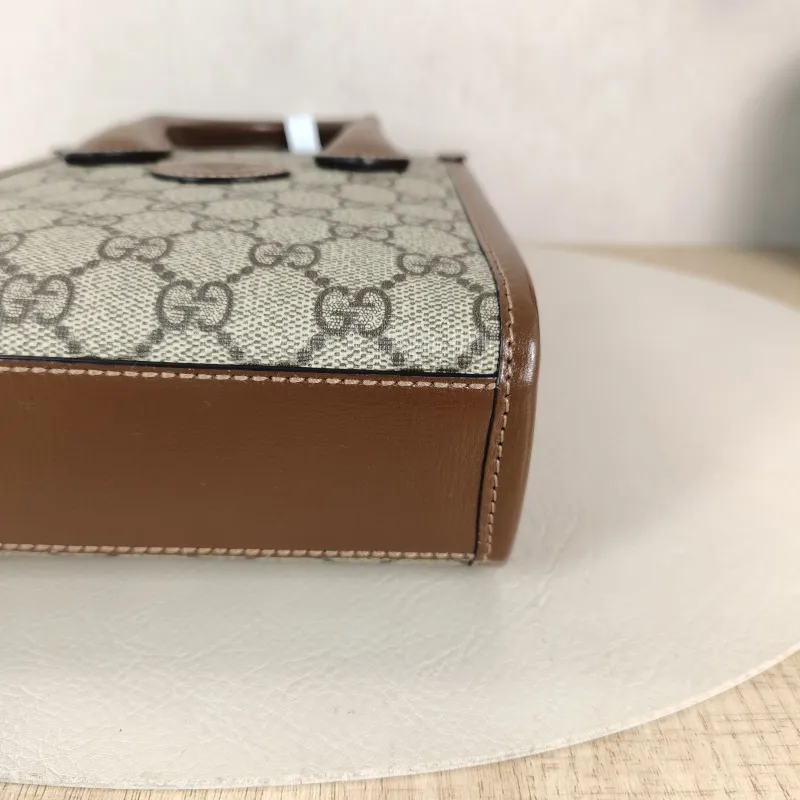 GUCCI Crossbody Bag GG Retro Collection Tote Bag Brown PVC Mini 16 × 7 × 20 cm — detail view 7 of 13