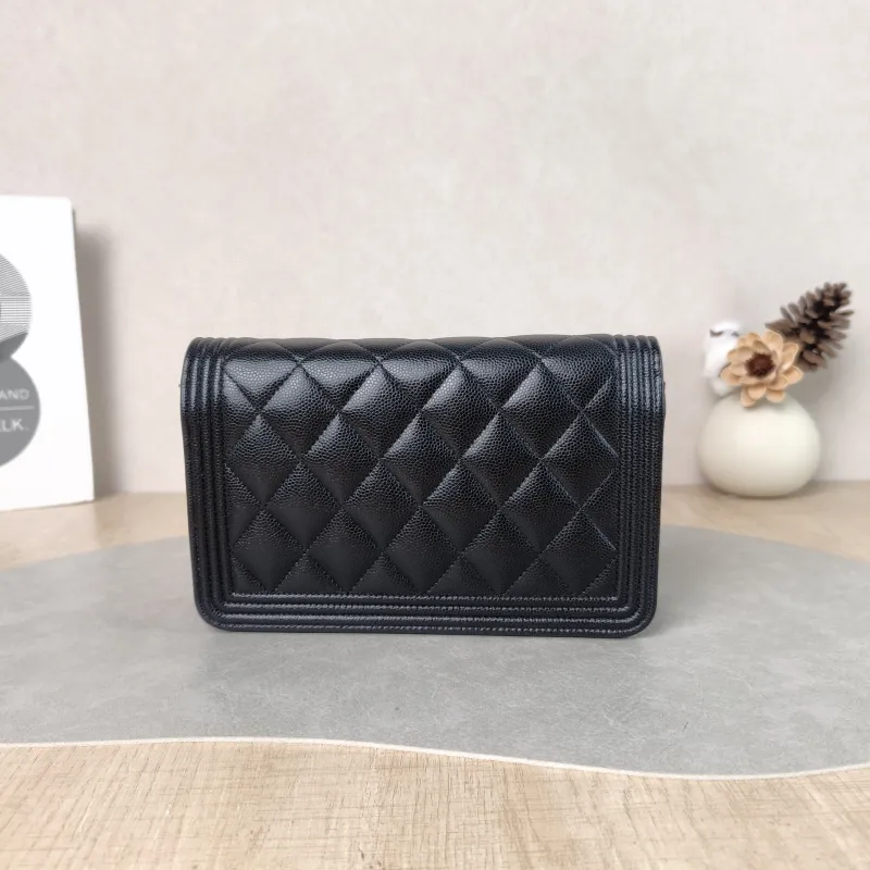 Chanel Crossbody Bag Le Boy​ WOC Black Grained Calfskin Mini 19.2 × 3.5 × 12.3 cm — cover view 4 of 6