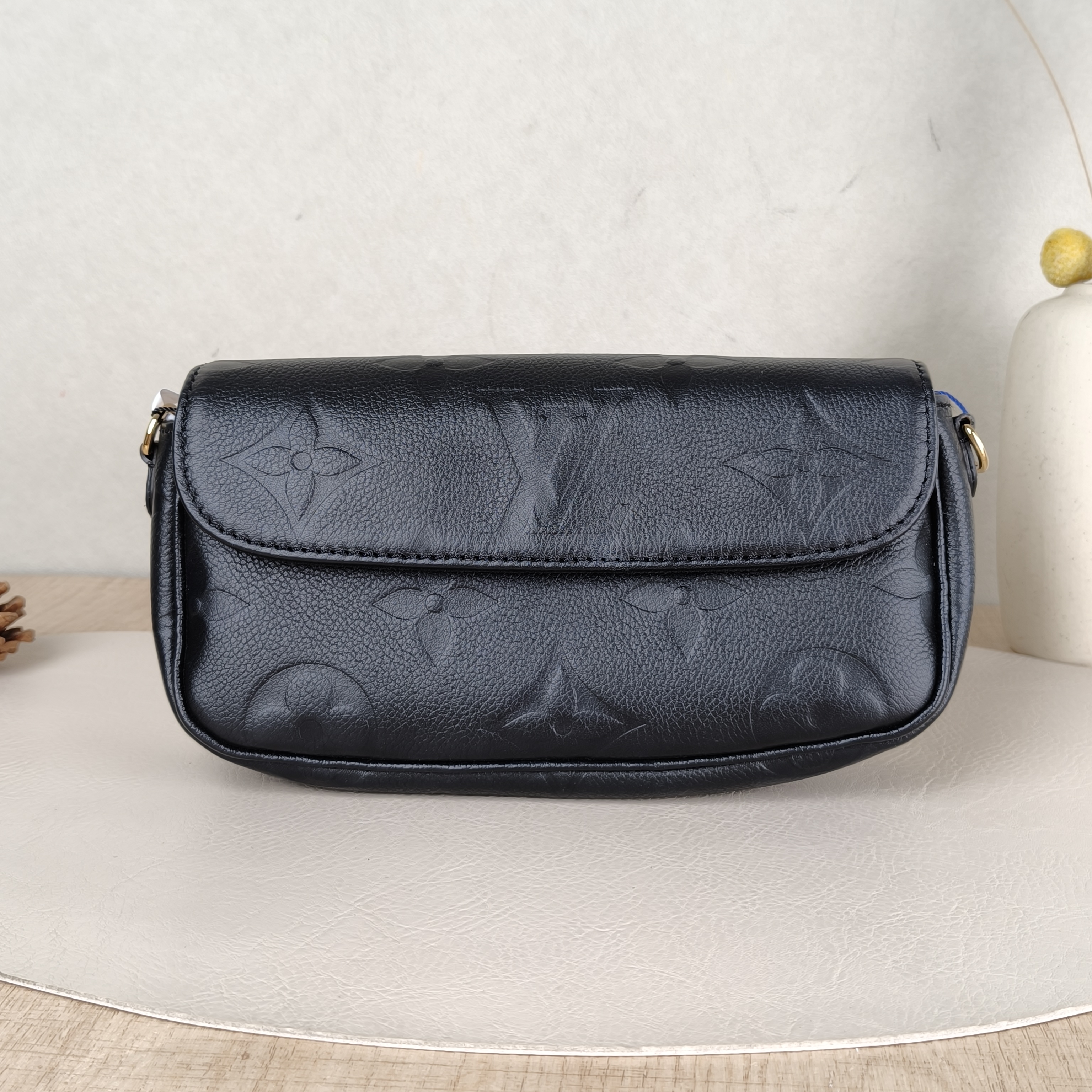 Louis Vuitton Crossbody Bag IVY Black Empreinte Embossed Calfskin Monogram Small23.5 × 4.3 × 12 cm Shoulder Strap