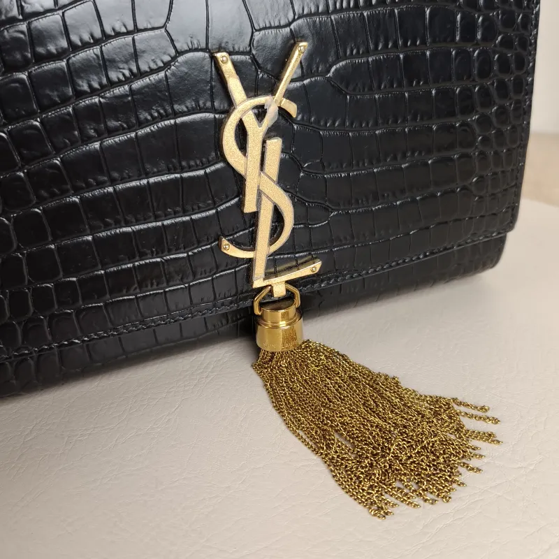 SAINT LAURENT Crossbody Bag KATE Edition Black Calfskin Small 20 × 5 × 12.5 cm — detail view 3 of 10