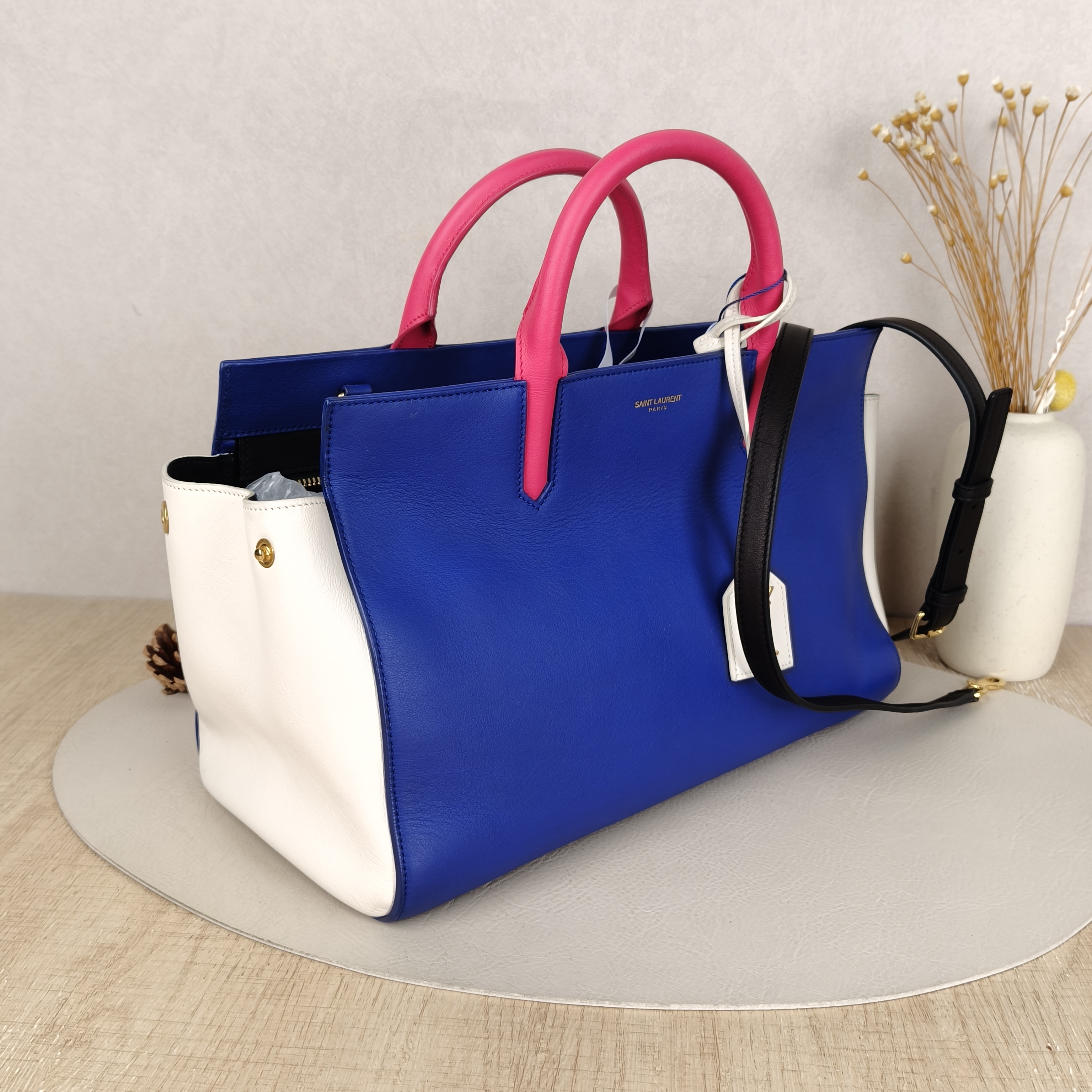 SAINT LAURENT Top Handle Bag Crossbody Bag Blue White Red Calfskin One Size32 × 15 × 20 cm — cover view 5 of 8