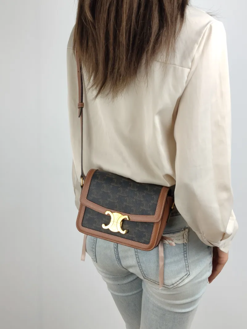 CELINE Crossbody Bag Teen Triomphe Monogram PVC Small 18.5 × 7 × 13.5 cm — on-model view 1 of 2