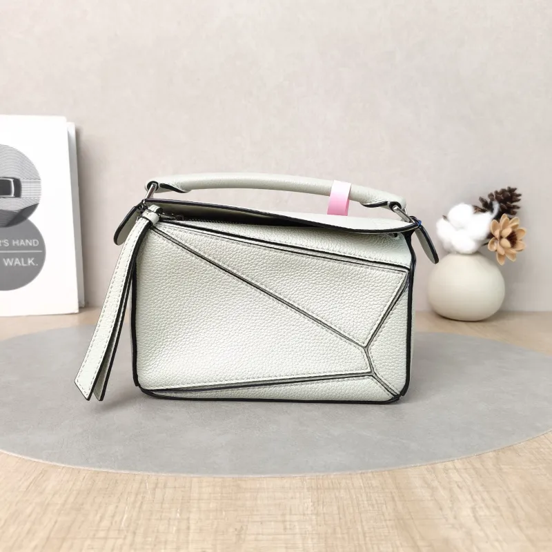 LOEWE Crossbody Bag Puzzle Green Calfskin Mini 18 × 8 × 12.5 cm