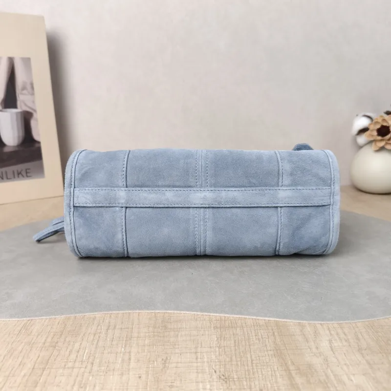 PRADA Top Handle Bag Bonnie Soft Lux Blue Suede Mini 23.5 × 9 × 12 cm — cover view 3 of 6