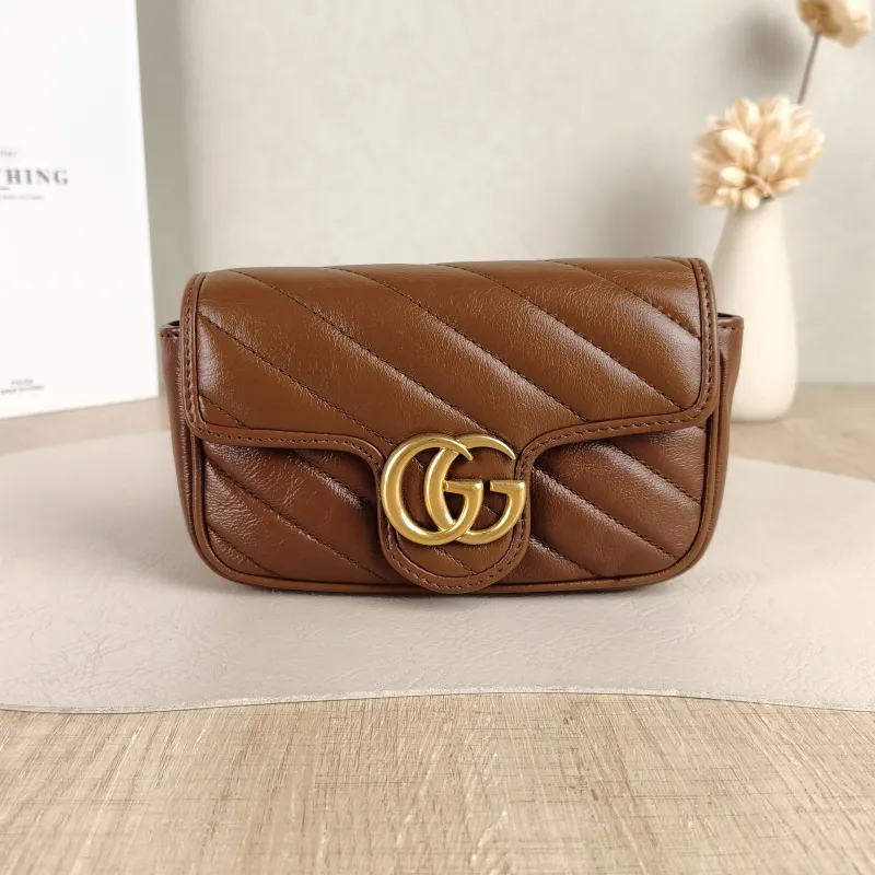 GUCCI Crossbody Bag GG Marmont Mini Marmont Mini Caramel Calfskin Mini 16.5 × 4.5 × 9.5 cm