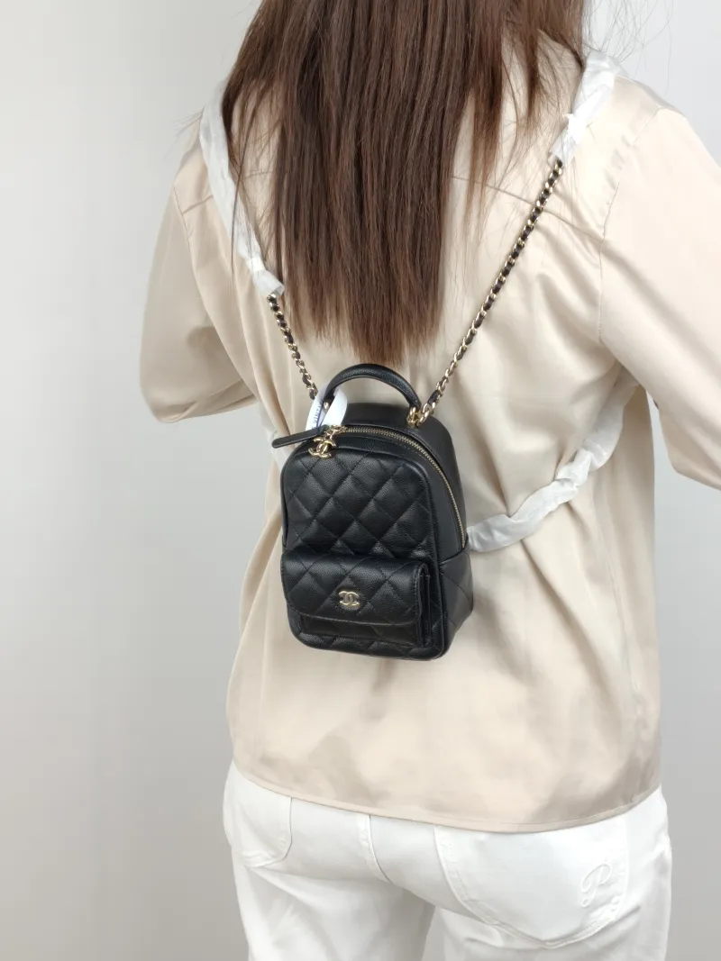 Chanel Backpack mini Backpack Collection Black Grained Calfskin One Size 13 × 9 × 18 cm — on-model view 3 of 3