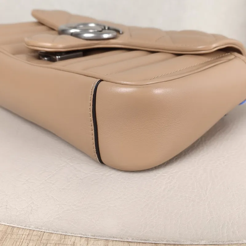 GUCCI Crossbody Bag GG Marmont Small Marmont 22 Taupe Calfskin Small 22 × 6 × 13 cm — detail view 5 of 12