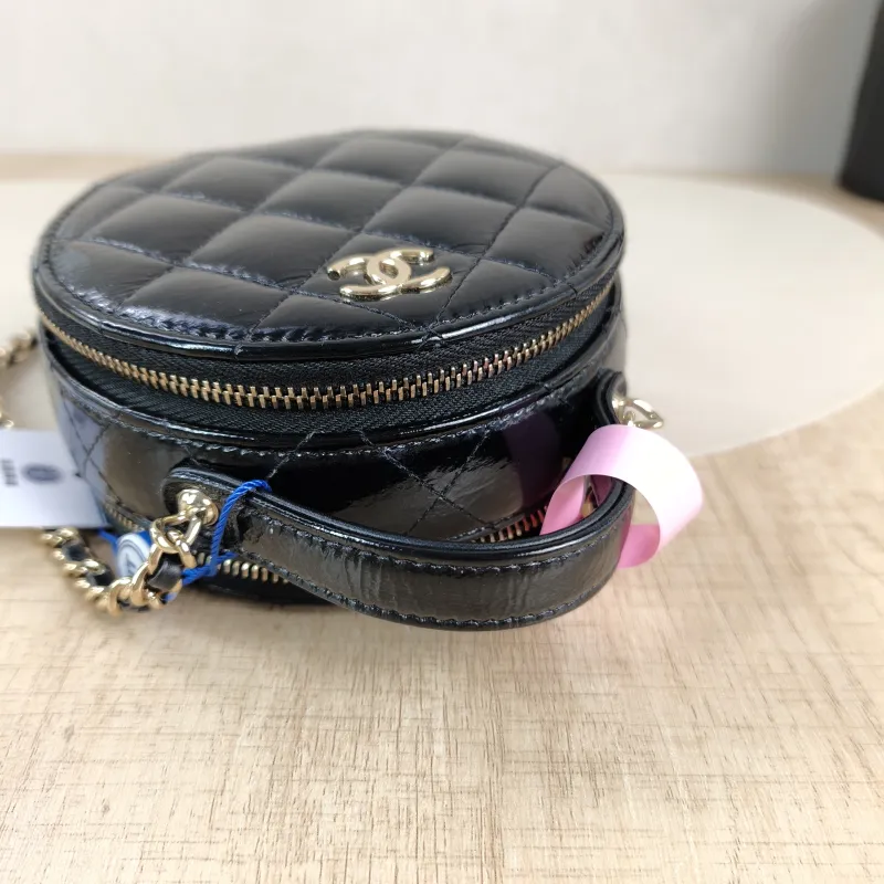 Chanel Crossbody Bag Crossbody Bag Black with Gold-Tone Hardware Waxed Leather Mini 12 × 5.5 × 11 cm — detail view 1 of 12
