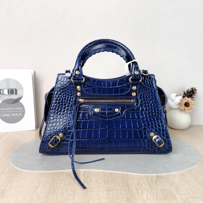 BALENCIAGA Crossbody Bag Neo Classic Blue Calfskin Small 33 × 15.5 × 21 cm