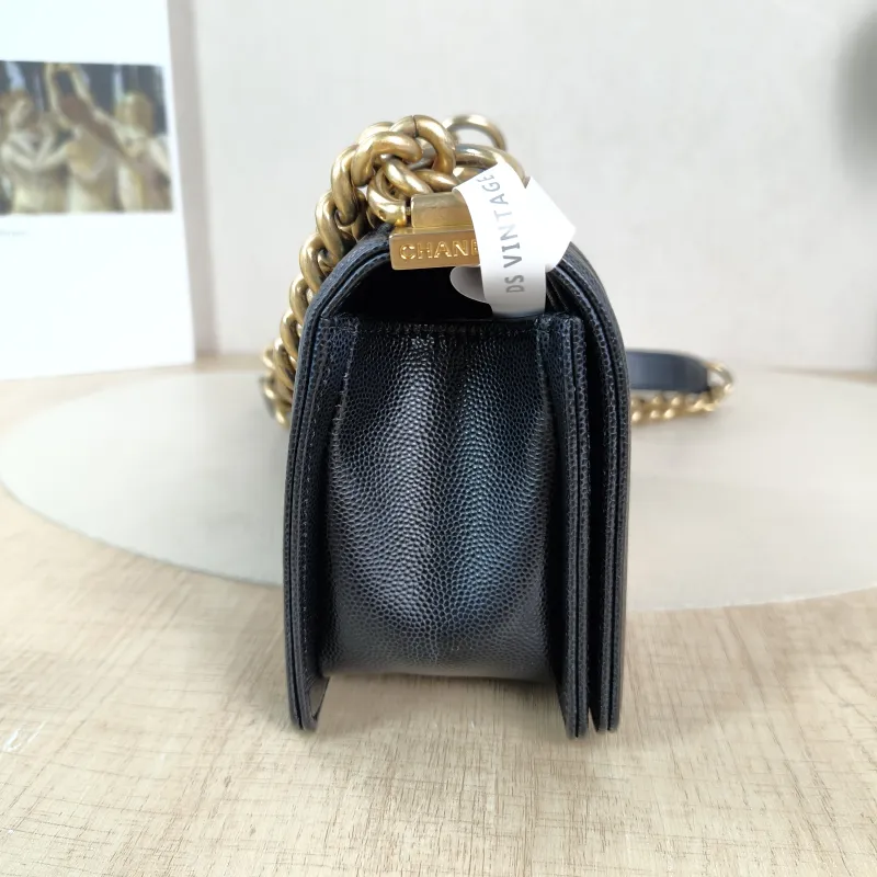 Chanel Crossbody Bag Le Boy​ Black Grained Calfskin Small 20.5 × 8.5 × 12 cm — detail view 9 of 12
