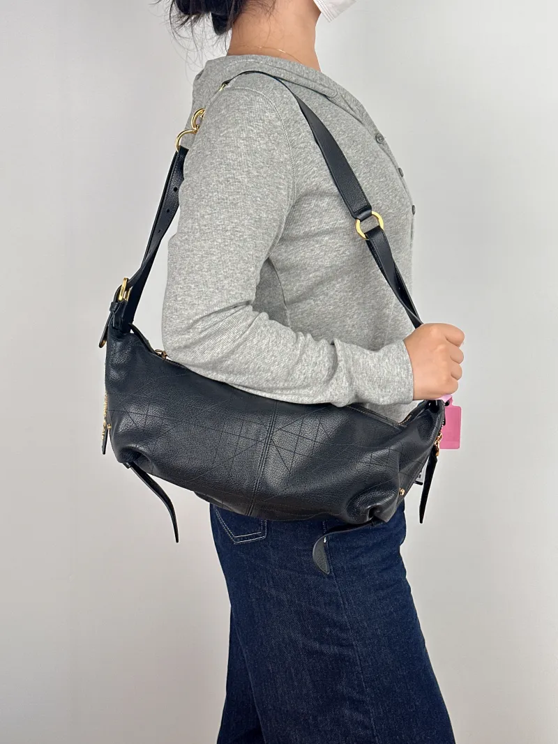 DIOR Shoulder Bag D-Journey Shoulder Bag Hobo Black Calfskin Medium 33 × 15 × 16 cm — on-model view 1 of 2