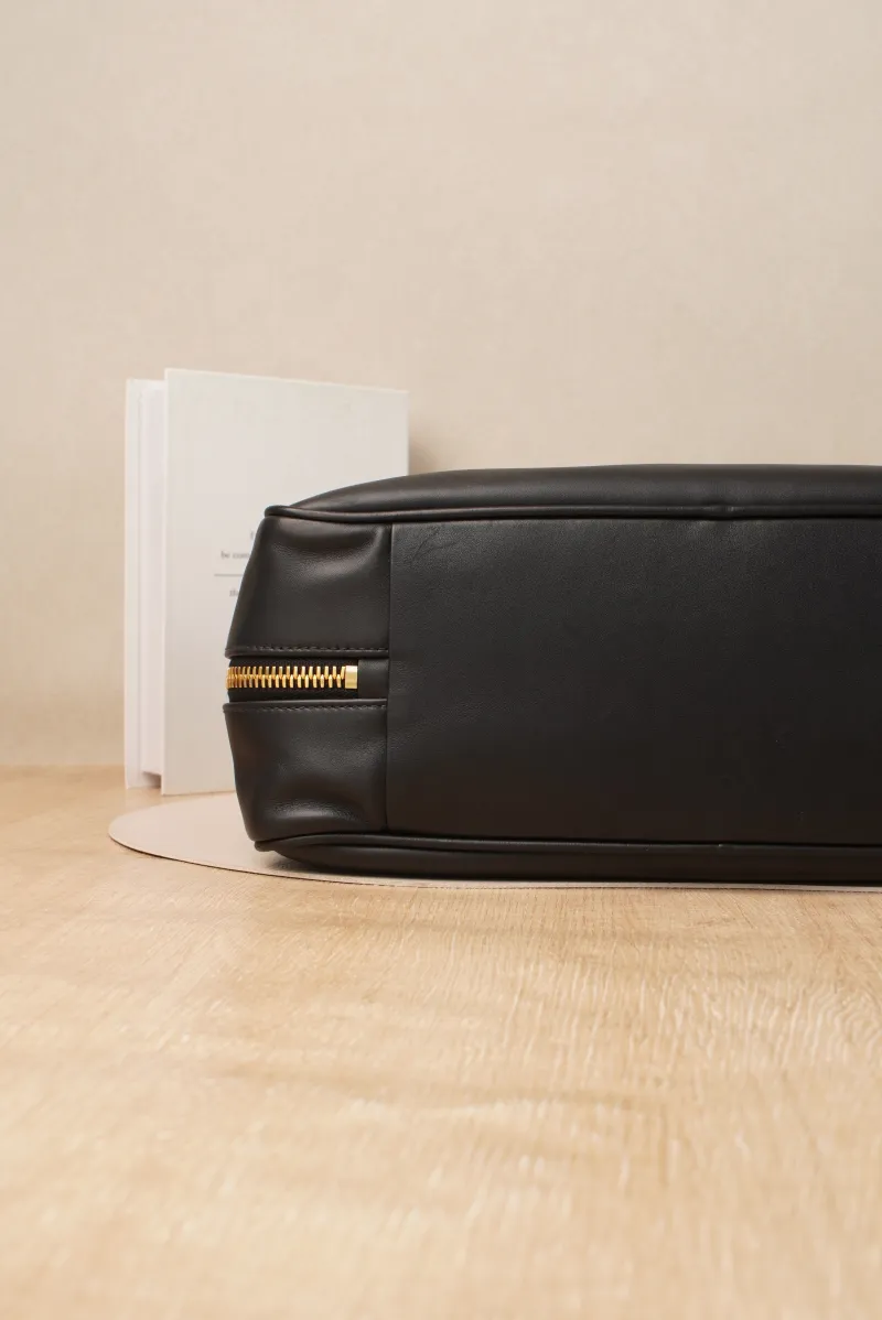 Miumiu Beau Bowling Bag Large Black Calfskin · 34 × 10 × 23 cm — cover view 6 of 7