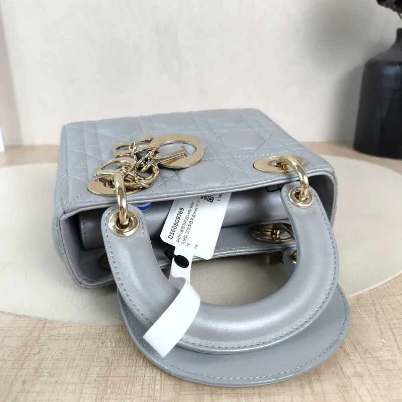 DIOR Crossbody Bag Lady Lady Dior Bag Grey Lambskinmini17 × 7 × 15 cm — detail view 7 of 12