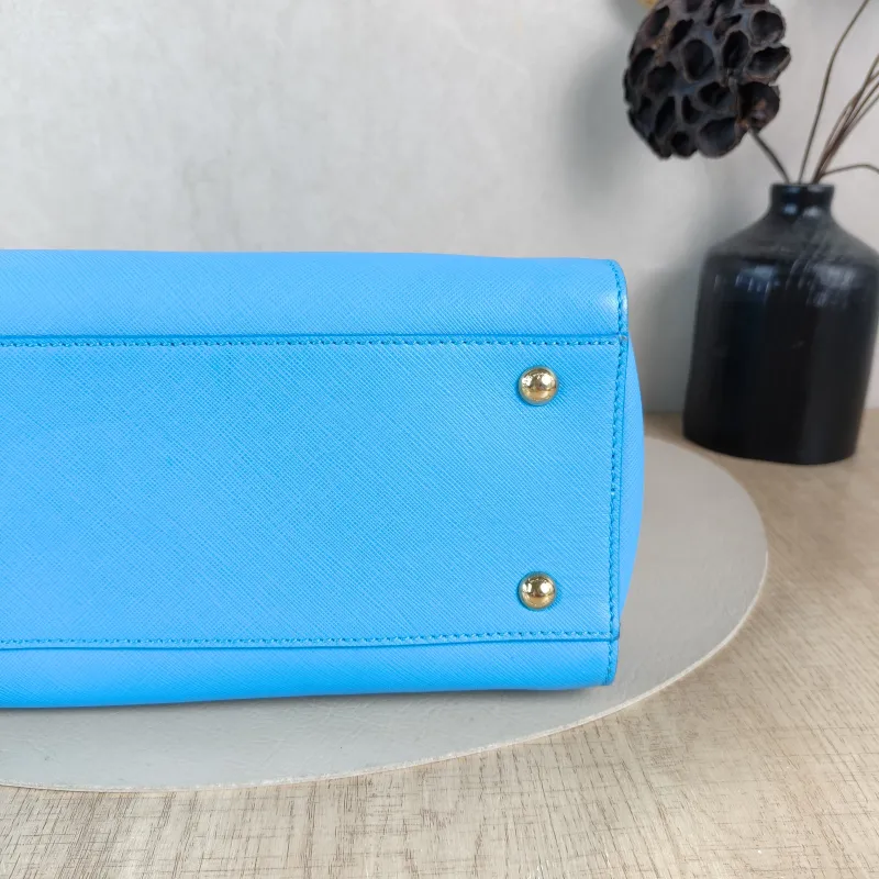 FERRAGAMO Top Handle Bag Tote Bag Blue Calfskin 27 × 14 × 21 cm — detail view 8 of 11