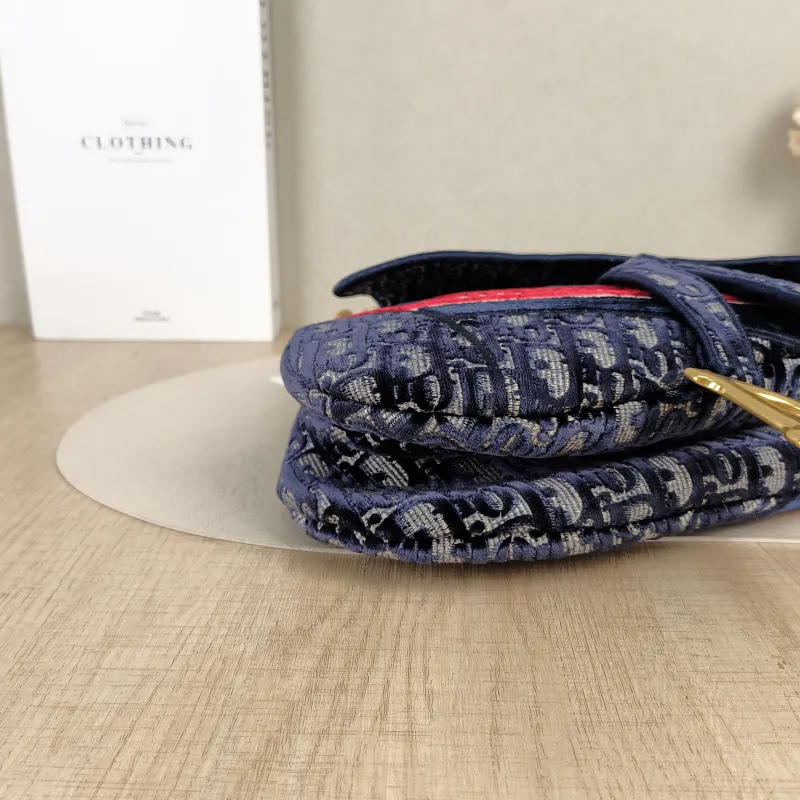 DIOR Top Handle Bag Saddle Blue Canvas Medium25.5 × 6.5 × 20 cm — detail view 1 of 13