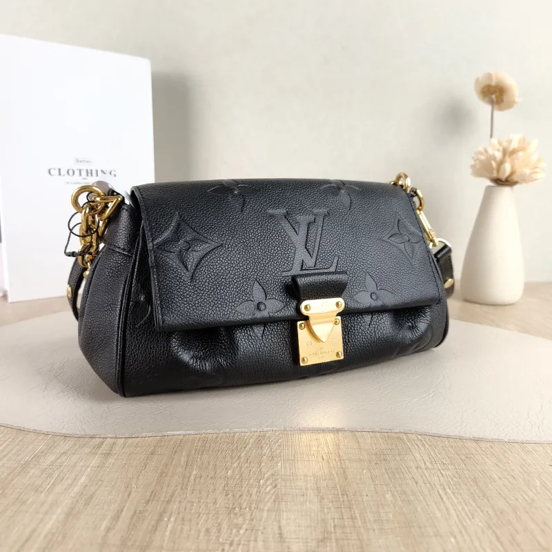 Louis Vuitton Crossbody Bag Favorite Black Monogram Empreinte Embossed Calfskin Medium 24 × 9 × 14 cm — cover view 2 of 5