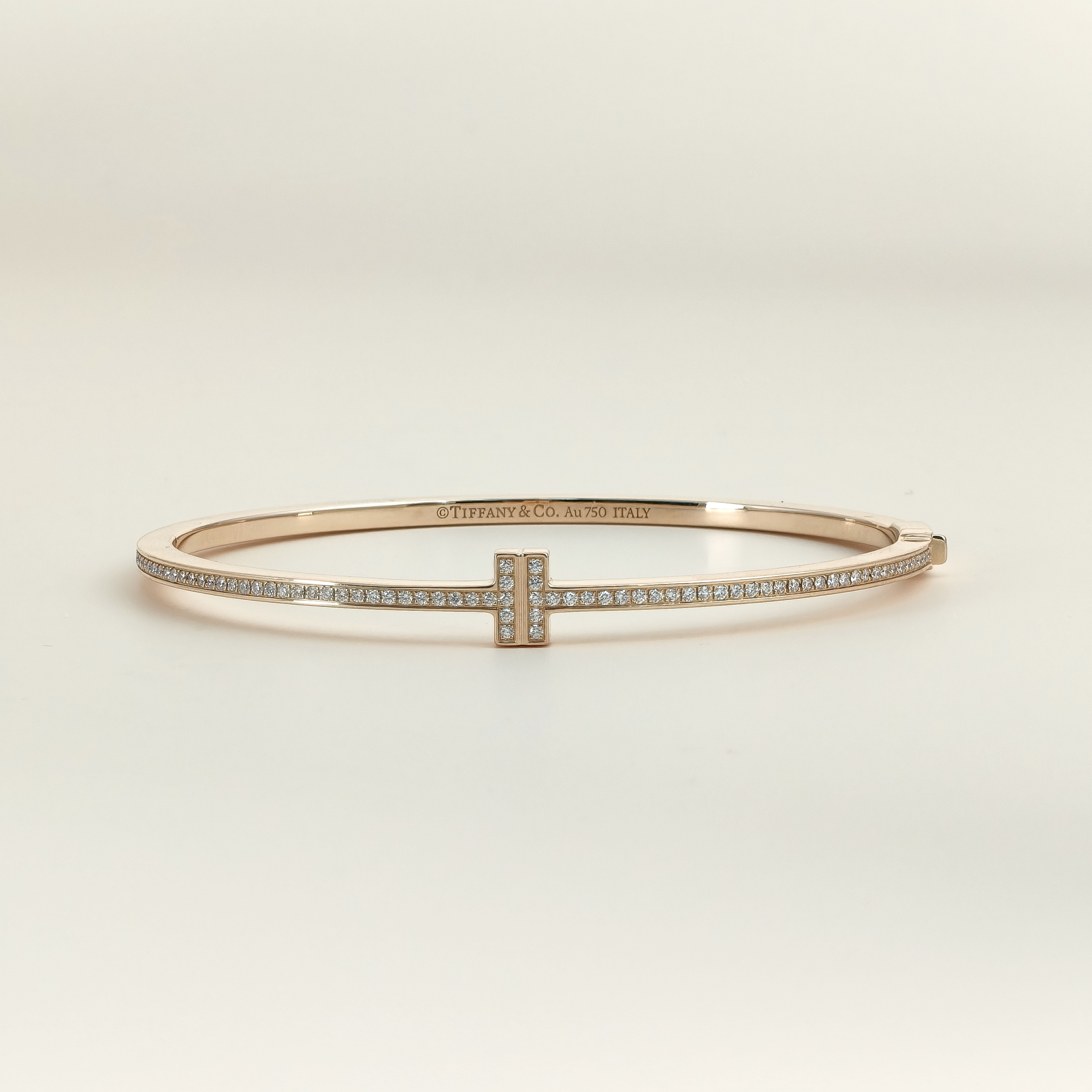 Tiffany&Co. Bangle T Collection Bangle Rose Gold Diamond18KR ose Gold One Size16.5cm