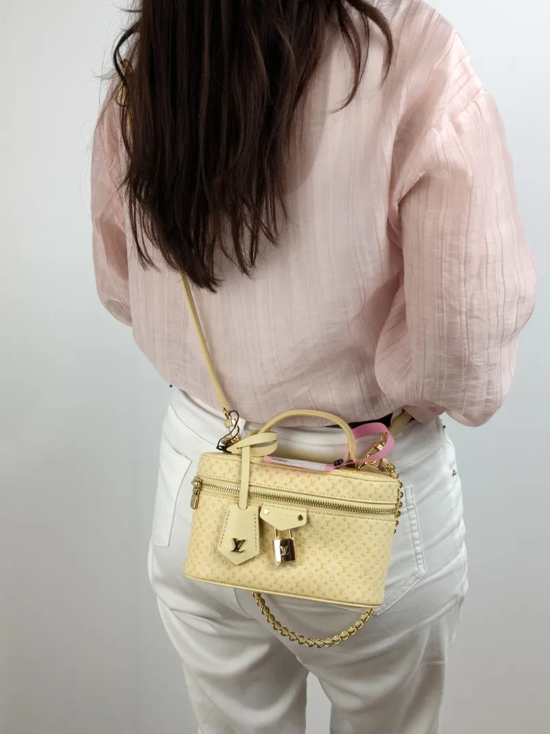 Louis Vuitton Shoulder Bag VANITY POUCH Cosmetic Bag Calfskin One Size 19 × 6.5 × 11.5 cm — on-model view 2 of 2
