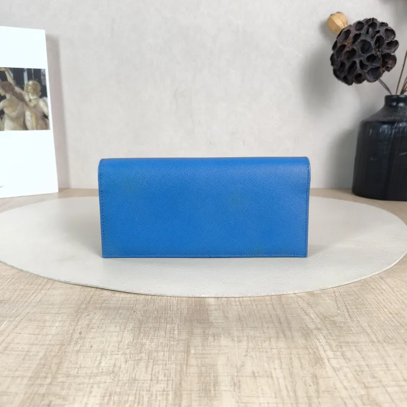 PRADA Wallet Wallet Blue Calfskin 19 × 2.5 × 9 cm — cover view 5 of 5