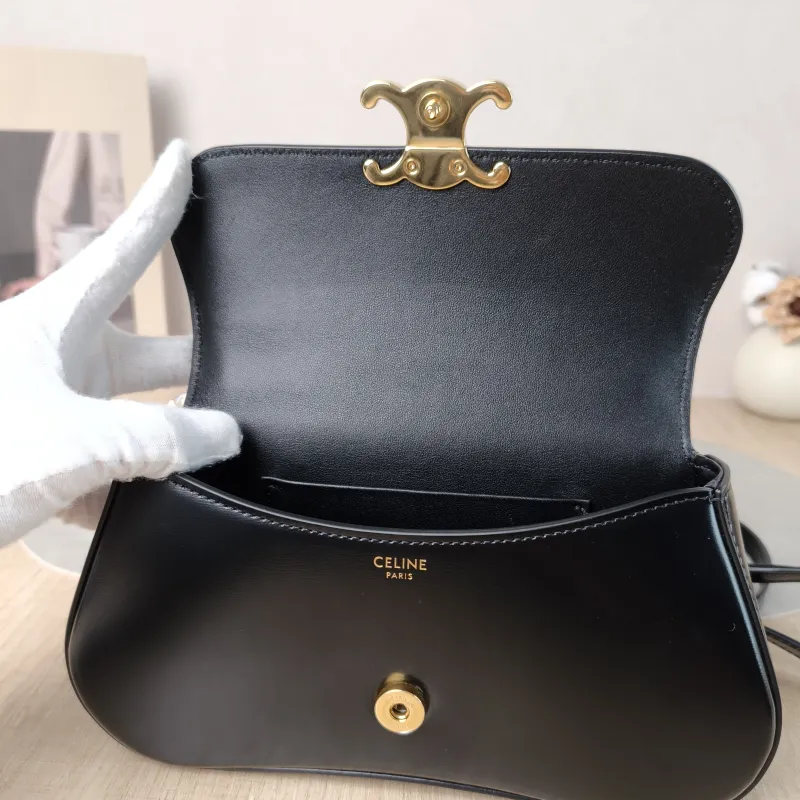 CELINE Crossbody Bag teen lola Crossbody Bag Black Calfskin One Size 20 × 5 × 11.5 cm — detail view 11 of 11