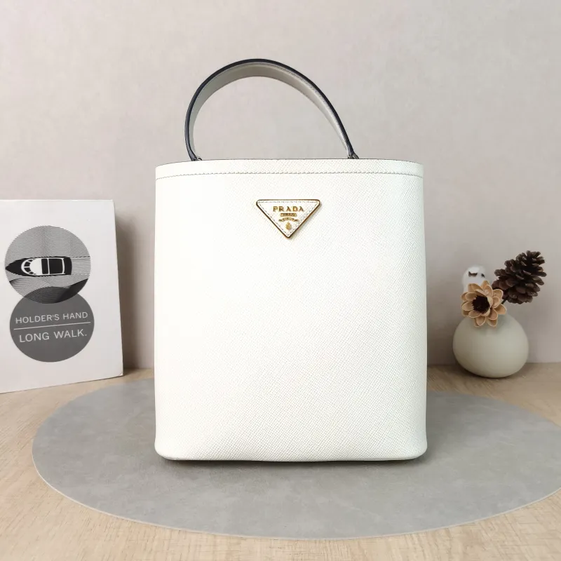 PRADA Shoulder Bag Panier White Calfskin One Size22 × 13 × 23 cm