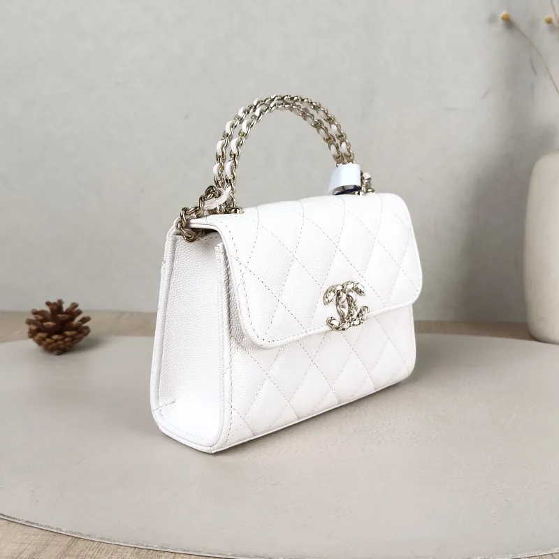 Chanel Crossbody Bag kelly White Gold Grained Calfskin nano 15 × 5 × 11 cm — cover view 6 of 6