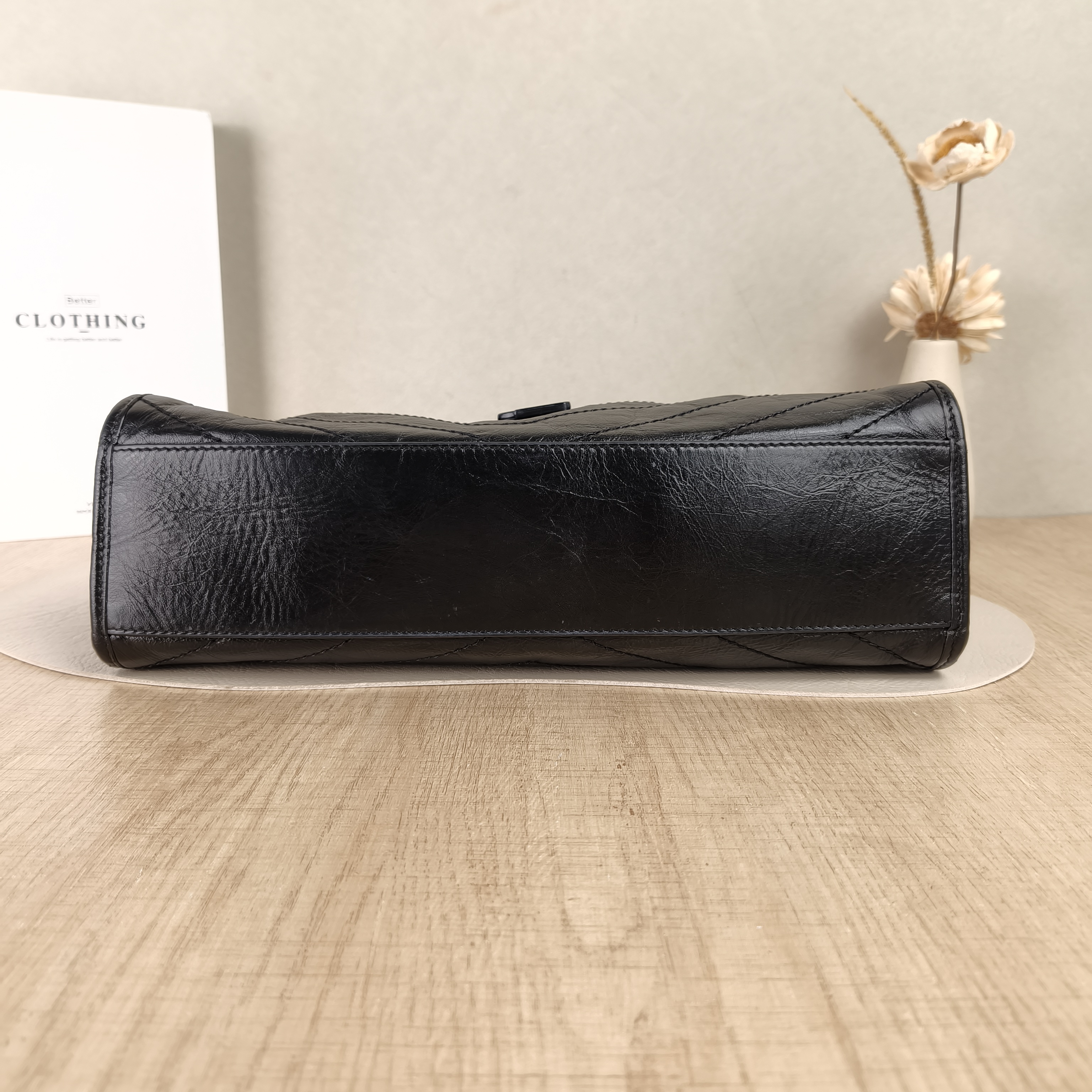 SAINT LAURENT Shoulder Bag NIKI SHOPPING Shopping Tote Black Waxed Leather Calfskin Medium33 × 11.5 × 27 cm — cover view 4 of 6