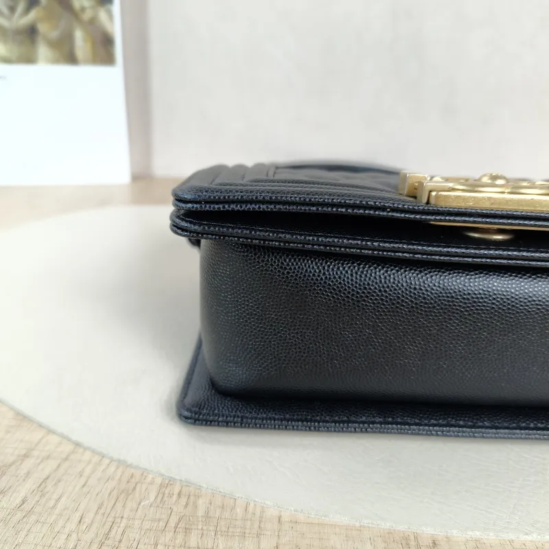 Chanel Crossbody Bag Le Boy​Black Grained Calfskin Small20.5 × 8.5 × 12 cm — detail view 10 of 13