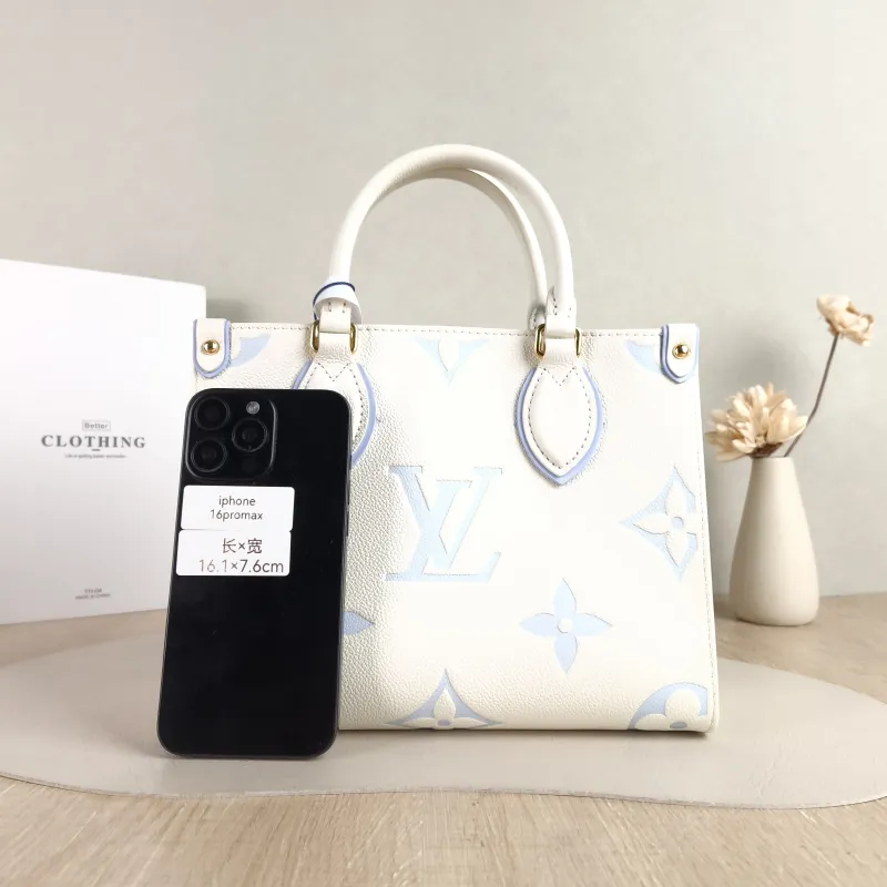 Louis Vuitton Shoulder Bag Onthego White · Blue Monogram Empreinte Embossed Calfskin Small 25 × 11.5 × 19 cm — cover view 6 of 6