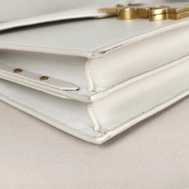 SAINT LAURENT Crossbody Bag Cassandra White Grained Calfskin Medium 22 × 5.5 × 16.5 cm — detail view 5 of 11