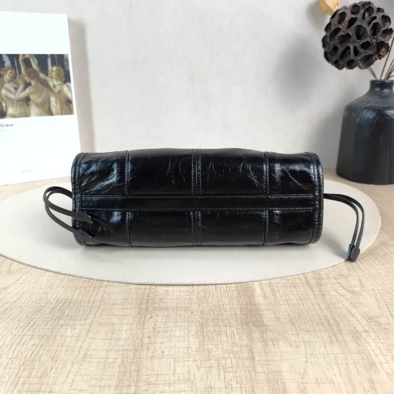 PRADA Shoulder Bag Bonnie Soft Lux Black Waxed Leather Mini 23.5 × 9 × 12 cm — cover view 3 of 6