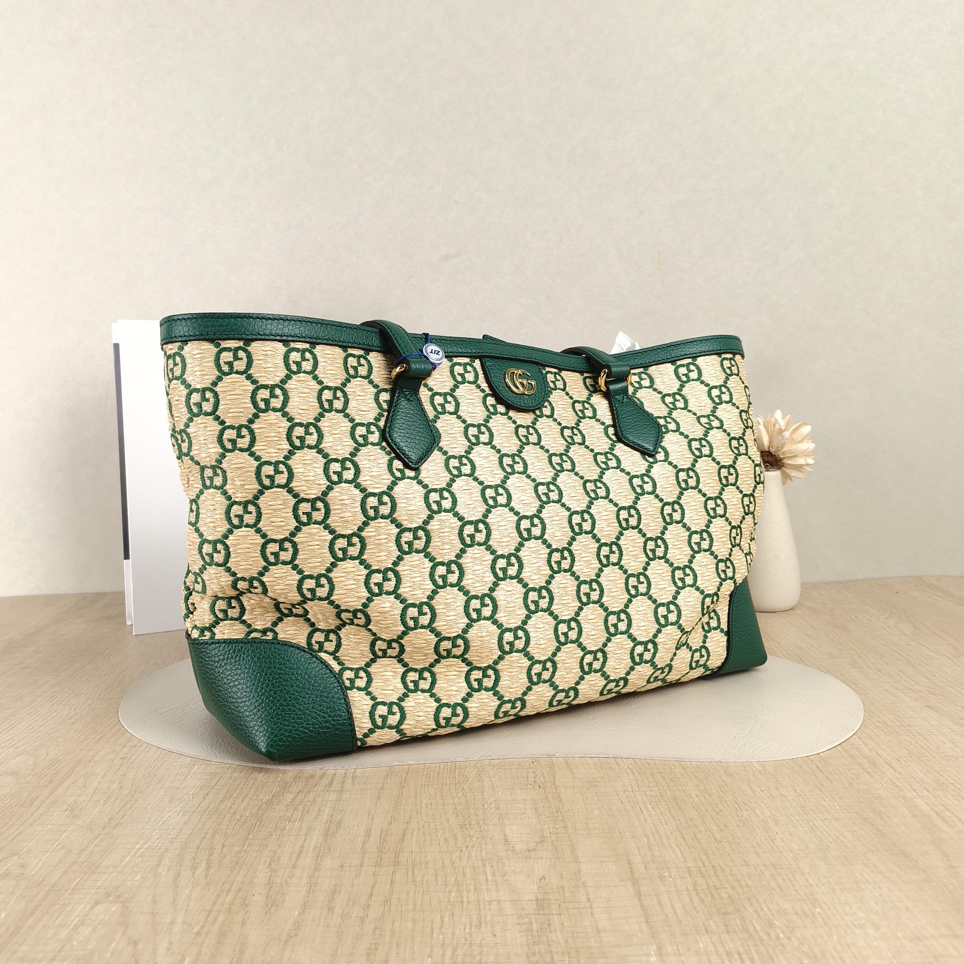 GUCCI Shoulder Bagophidia GG Tote Bag Yellow Green Woven One Size38 × 14 × 28 cm — cover view 3 of 5