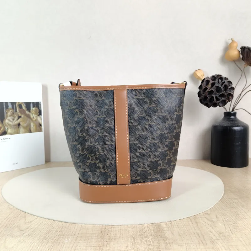 CELINE Crossbody Bag Triomphe Bucket Bag Monogram PVC Small22 × 13 × 26 cm