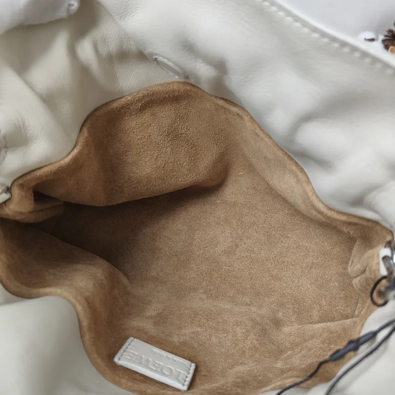 LOEWE Crossbody Bag Flamenco White Calfskin Mini 24 × 9 × 18 cm — detail view 10 of 11