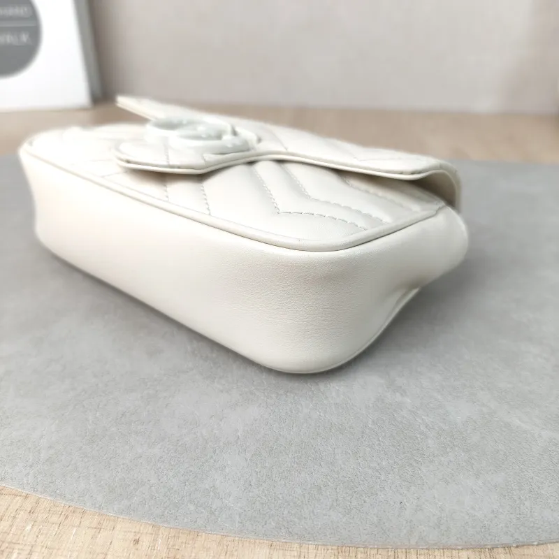 GUCCI Shoulder Bag GG Marmont Mini Marmont Mini g White Calfskin Mini 16.5 × 4.5 × 9.5 cm — detail view 8 of 13