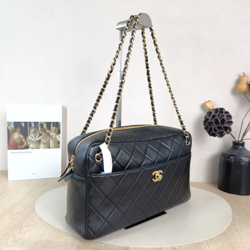 Chanel Crossbody Bag Bowling Bag Black Lambskin One Size 31 × 9 × 19 cm — cover view 4 of 5