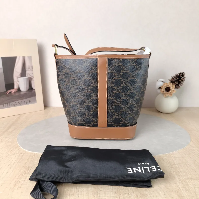 CELINE Crossbody Bag Triomphe Bucket Bag Monogram PVC Small 22 × 13 × 26 cm — cover view 2 of 6