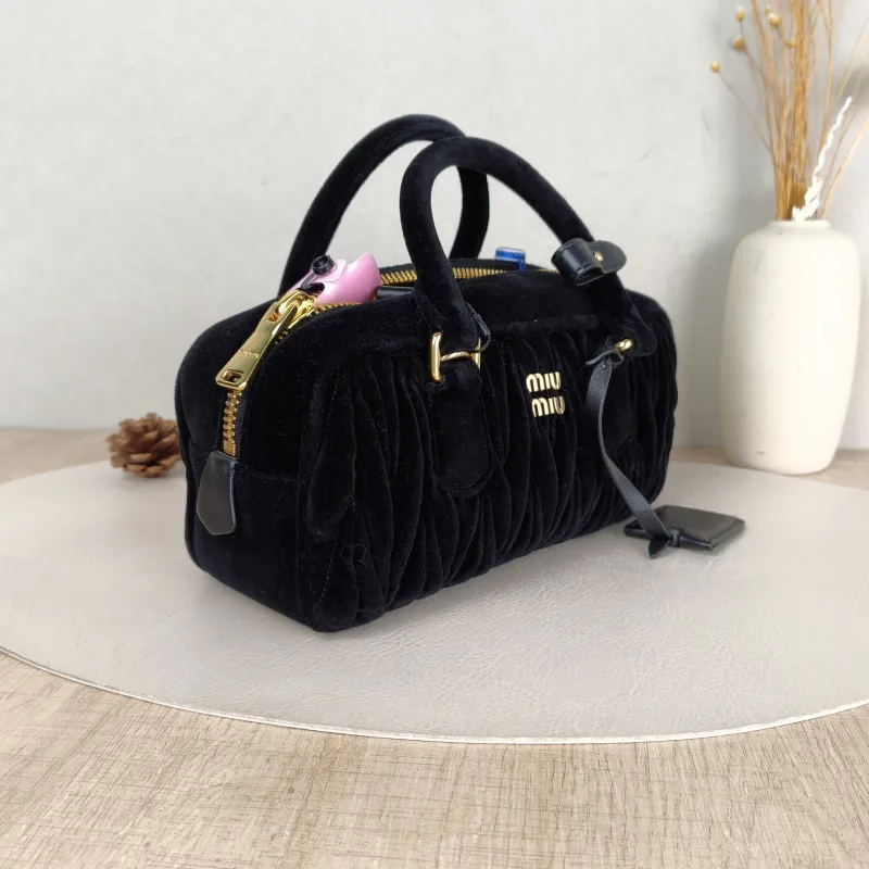 Miumiu Top Handle Bag Arcadie MatelasséCollection Edition Black Velvet Medium 23 × 7.5 × 11 cm — cover view 4 of 5