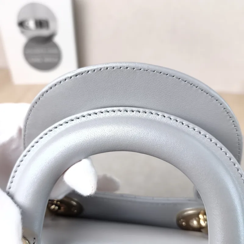 DIOR Crossbody Bag Lady Lady Dior Bag Grey Lambskin Mini 17 × 7 × 15 cm — detail view 4 of 12