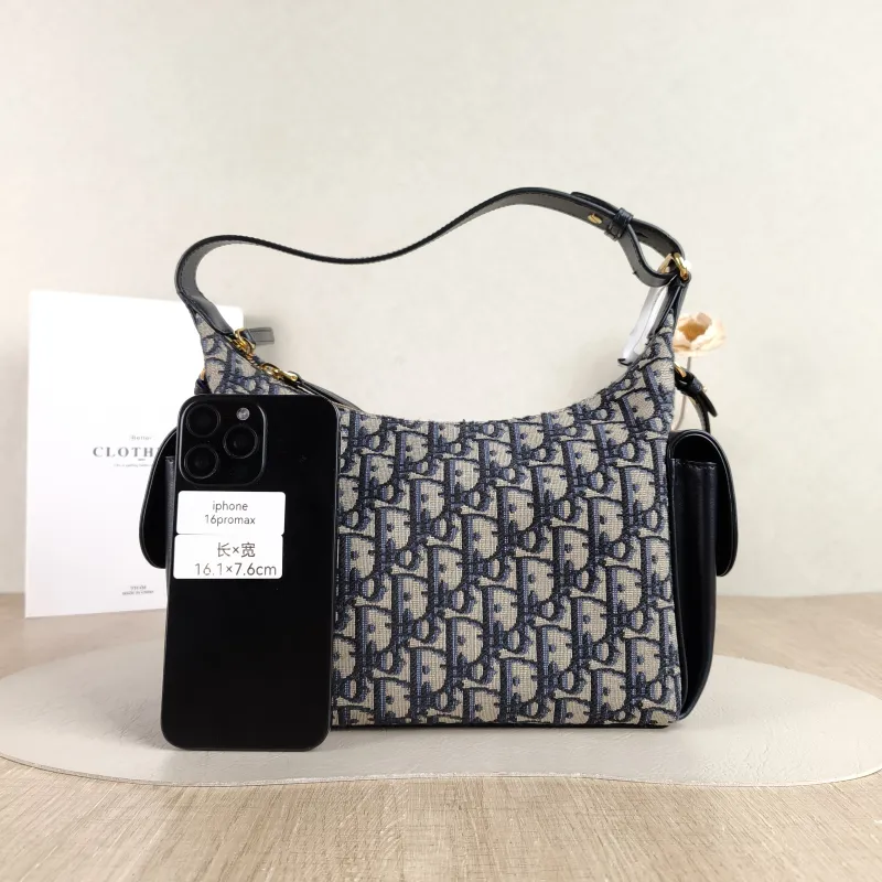 DIOR Top Handle Bag D-Dream Blue Canvas Medium 28 × 10 × 16 cm — cover view 4 of 6