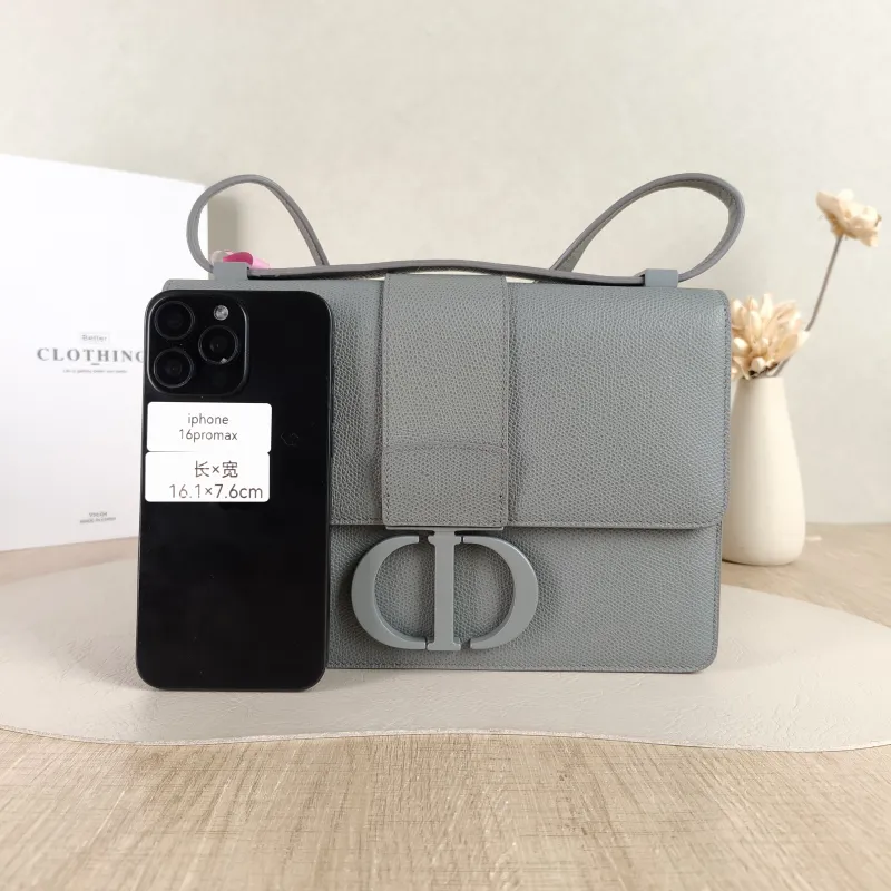 DIOR Crossbody Bag 30Montaigne 30 Grey Calfskin Medium 24 × 8 × 17 cm — cover view 5 of 5