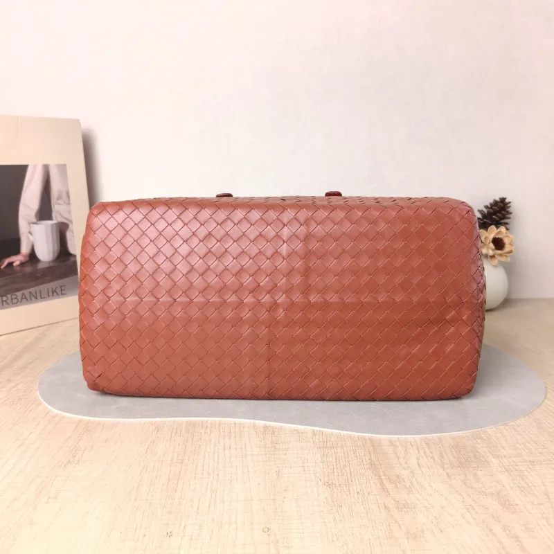 Bottega Veneta Top Handle Bag Woven Top Handle Bag Brown Calfskin One Size 34 × 16 × 20 cm — cover view 5 of 5
