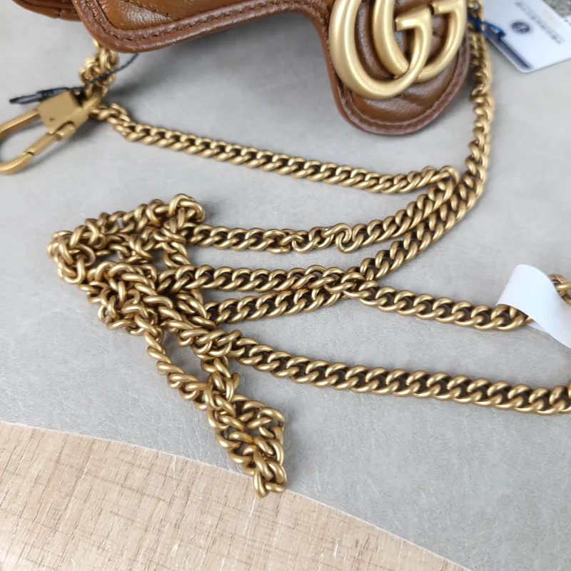 GUCCI Crossbody Bag GG Marmont Mini Marmont Mini Caramel Calfskin Mini 16.5 × 4.5 × 9.5 cm — detail view 7 of 12