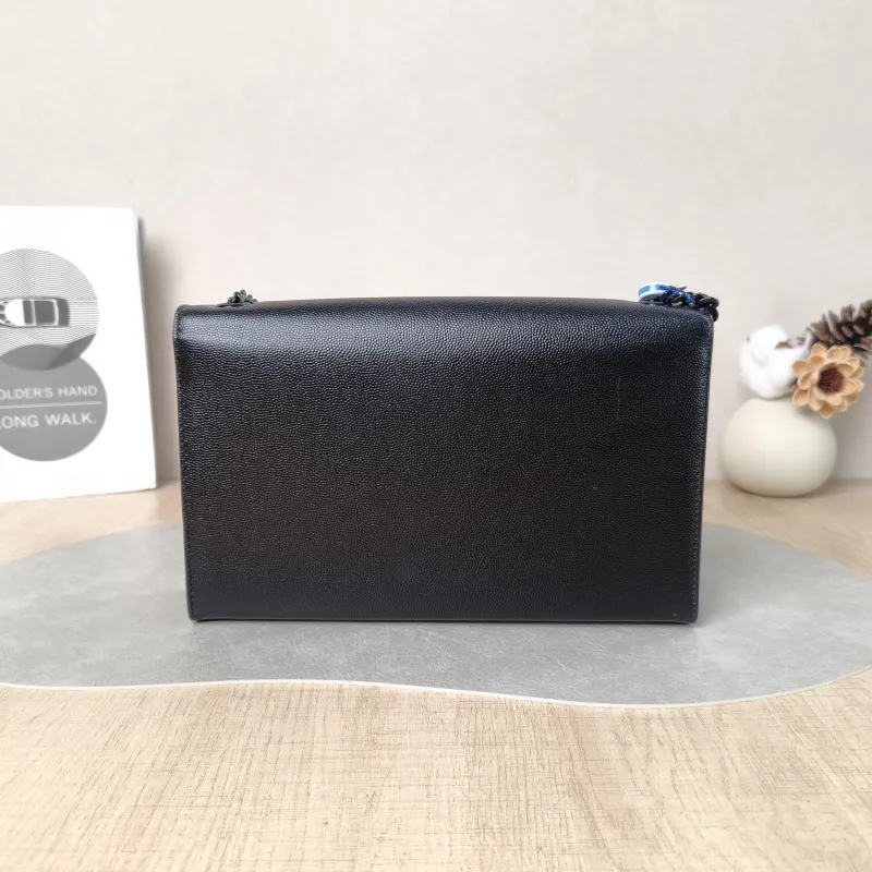 SAINT LAURENT Crossbody Bag KATE Black Grained Calfskin Medium 24 × 5.5 × 14.5 cm — cover view 6 of 6