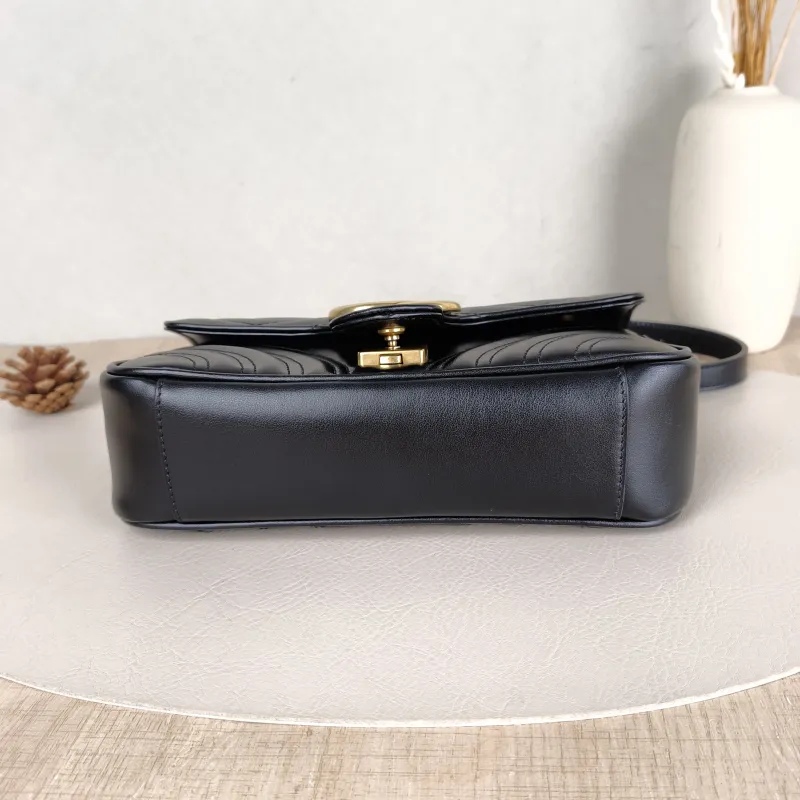 GUCCI Crossbody Bag GG Marmont Small Marmont 22 Black CC alfskin Small 22 × 6 × 13 cm — cover view 2 of 6