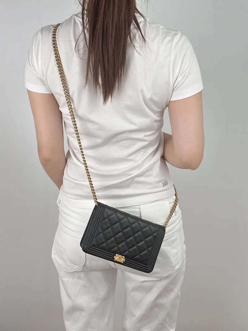 Chanel Crossbody Bag Le Boy​ WOC Black Grained Calfskinmini19.2 × 3.5 × 12.3 cm — on-model view 2 of 2