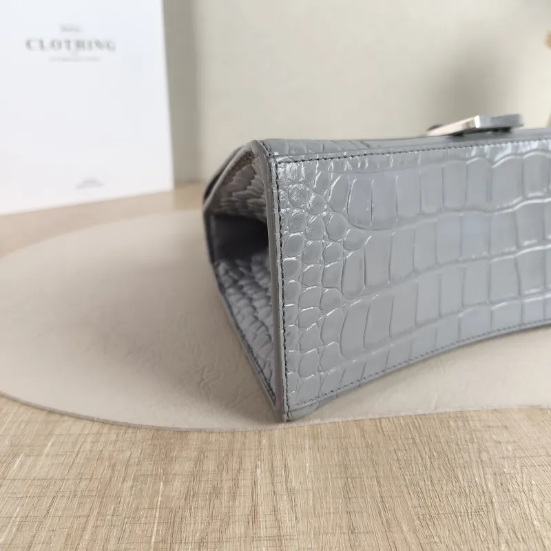 BALENCIAGA Crossbody Bag Hourglass Hourglass Bag Grey Calfskin Small 23 × 10 × 14 cm — detail view 11 of 11